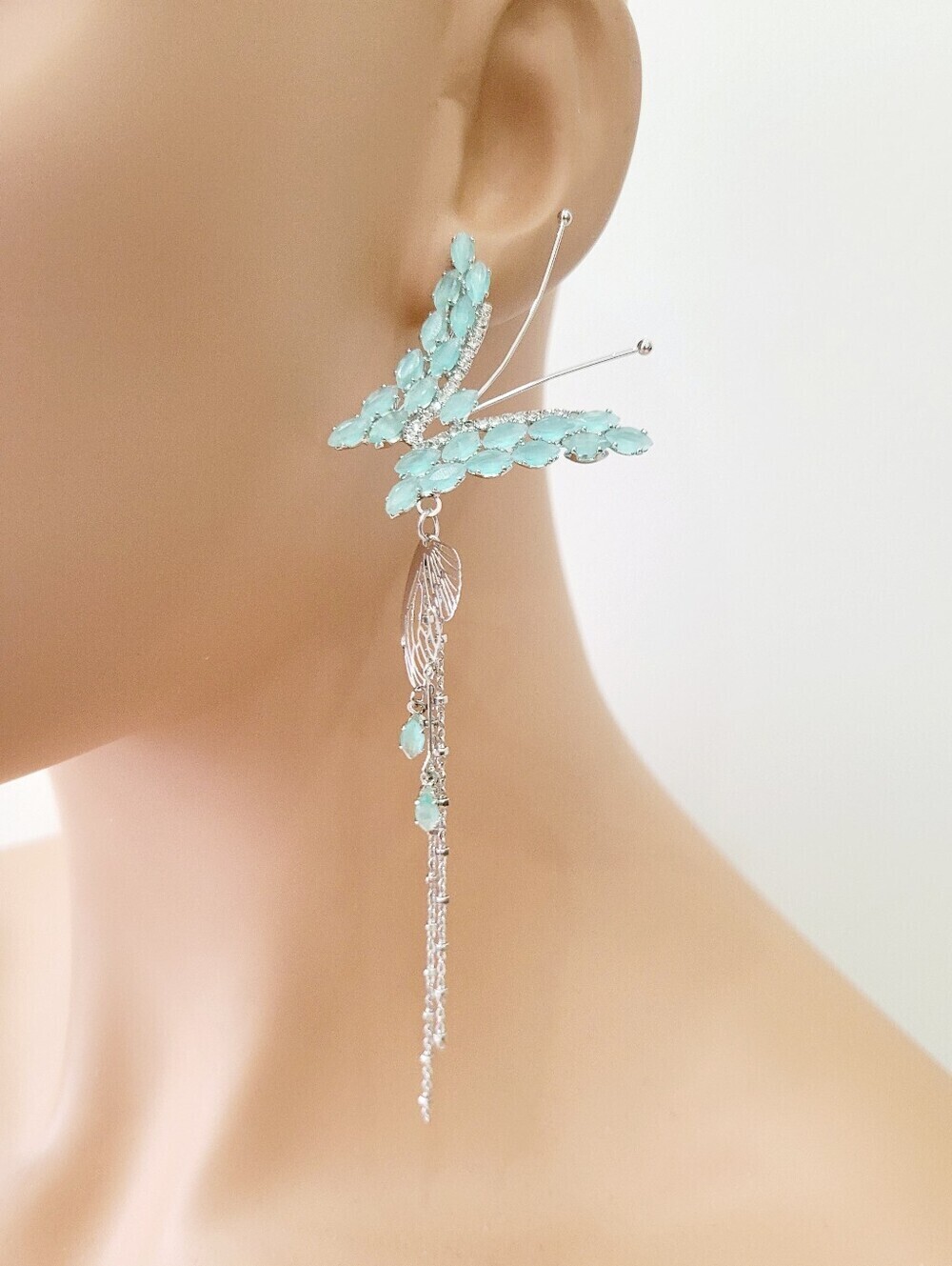 Brand New Turquoise Blue Butterfly Dangle Earrings